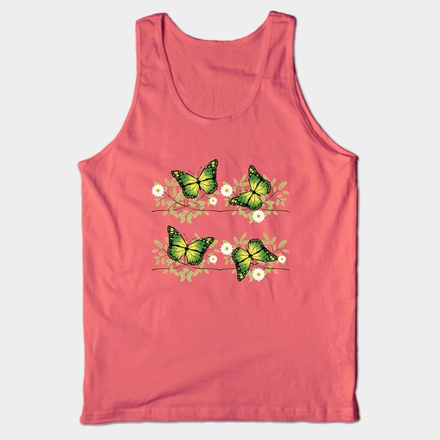 Four green butterflies Tank Top by Gaspar Avila